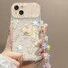 Подходит для чехлов для телефона Apple 14promax, iPhone 13, Цветочная цепочка на весь экран 15, Зеркало-книжка 7, Прозрачный противоударный