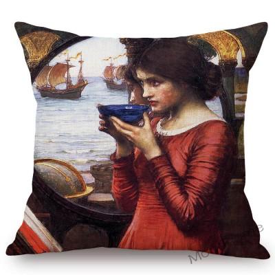 Aestheticism Master John Waterhouse Ancient Greek Myths Goddess Oil Painting Sofa Pillow Case Young Girls Linen Cushion Cover