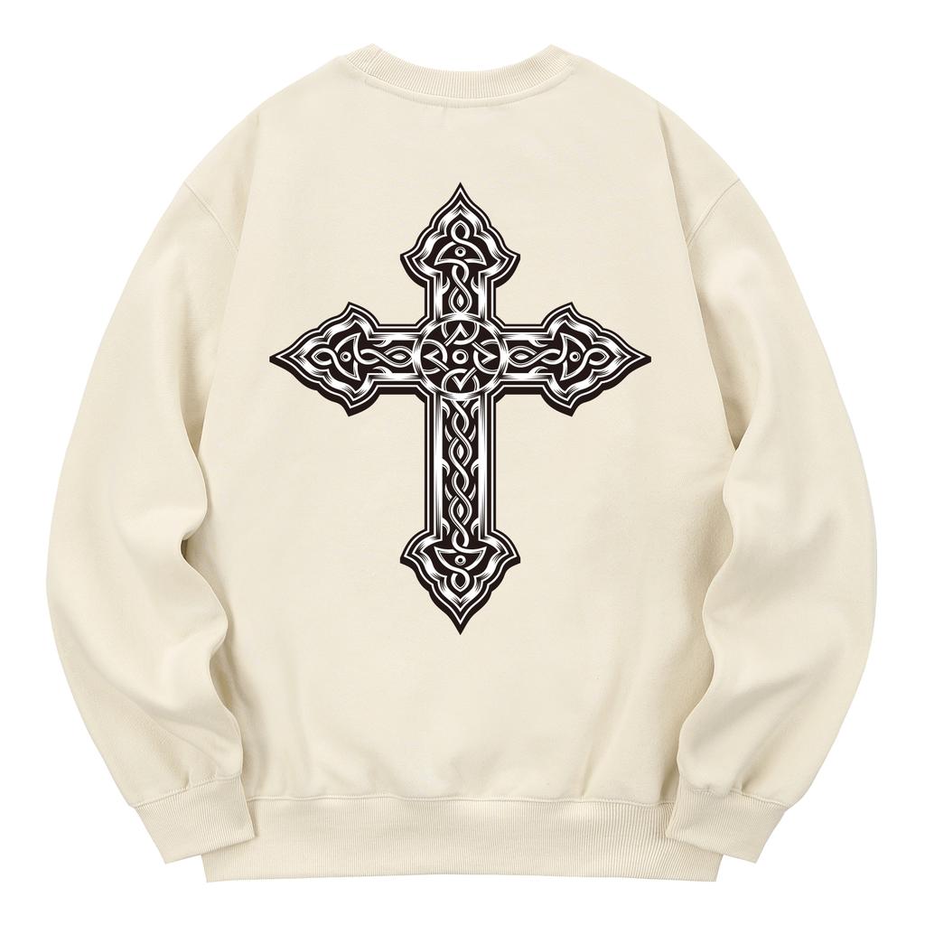 KAN6312 Kmc0055 Cross Fleece-Lined Sweatshirt - Cream