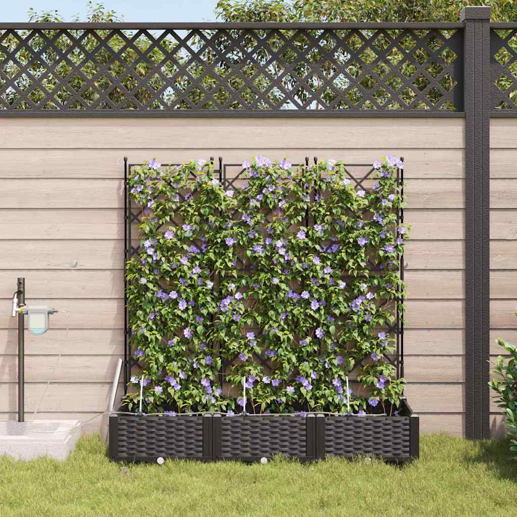 Garden Planter Set 3 pcs Black 120 x 40 x 126 cm Plastic