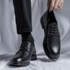 Кожаные туфли мужские Brock Carved British Casual Shoes Business Dress Black Small Leather Shoes With Suit 3228-R