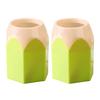 2 Pcs Pencil Head Shape Pen Holder Desktop Pen Storage Box Multi-functional Makeup Brush Organizer for Classroom Home Office Supplies