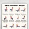 2 Sheets Seated Core Exercise Poster, Chair Workout Chart for Abs, Home Gym Wall Art, Strength Training Guide for Seniors