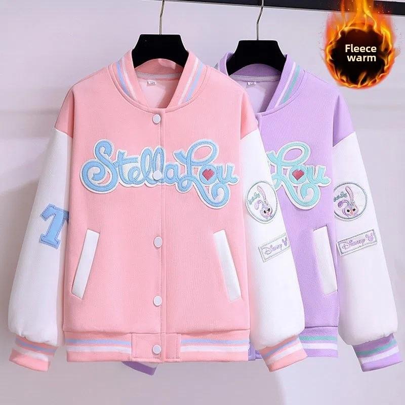 Стильная бейсбольная куртка для девочек - толстый, теплый бархат для весны и осени
