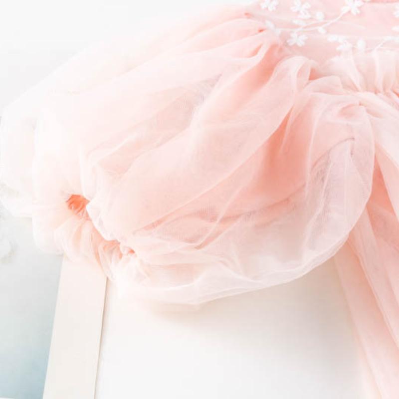 Детская одежда, весна-лето, тонкое кружевное тюлевое платье с длинными рукавами, корейский стиль, модные сетчатые платья принцессы для девочек, милые сказочные платья