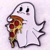 Cute Pizza Ghost Enamel Pin Brooch Christmas Halloween Pin Buckle Badge Accessory