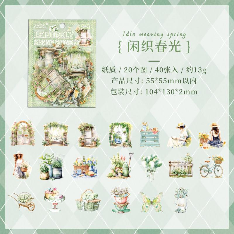 40 pcs Vintage INS Stickers pack Adhesive Diy Scrapbooking Diary Album Planner handmade Junk Journal Supplies