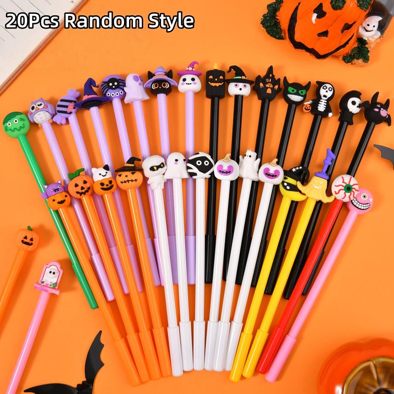 5/10/15/20 шт. Мультяшные ручки-нейтралки на тему Хэллоуина, милые гелевые ручки в форме тыквы, летучей мыши, привидения, студенческие канцелярские принадлежности, школьные принадлежности