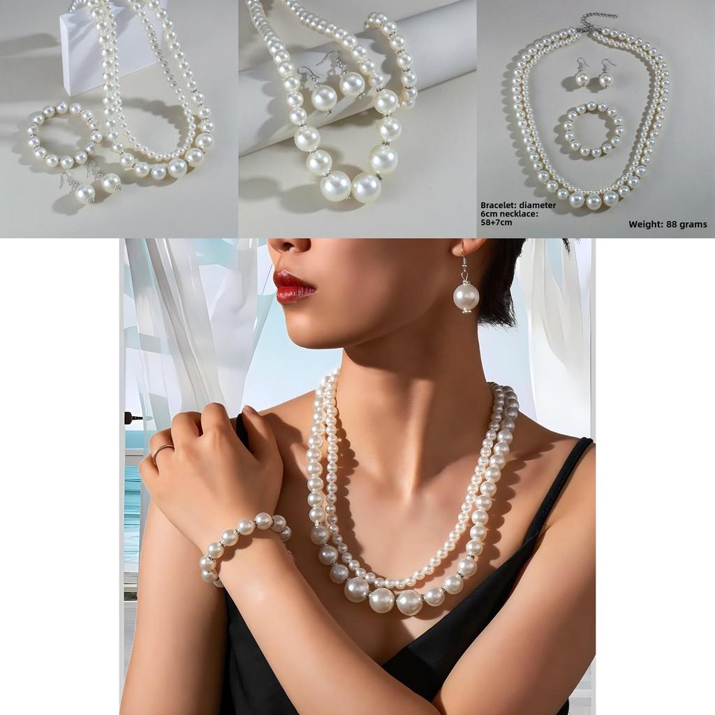 Pearl Jewelry Set With Geometric Pendant For Women And Men