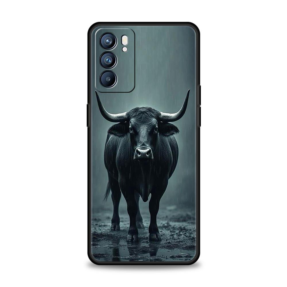 Чехол для телефона с изображением быка для Oppo Reno13 Reno12 Reno11 F Reno10 Pro A54 5G Find X5 A53 A52 A9 A17 A57 A78 4G A79 A80 A98