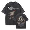 Футболка в винтажном стиле Korn, хэви-метал, рок-группа, мужская и женская модная хлопковая футболка с эффектом потертости, хип-хоп, готическая футболка.