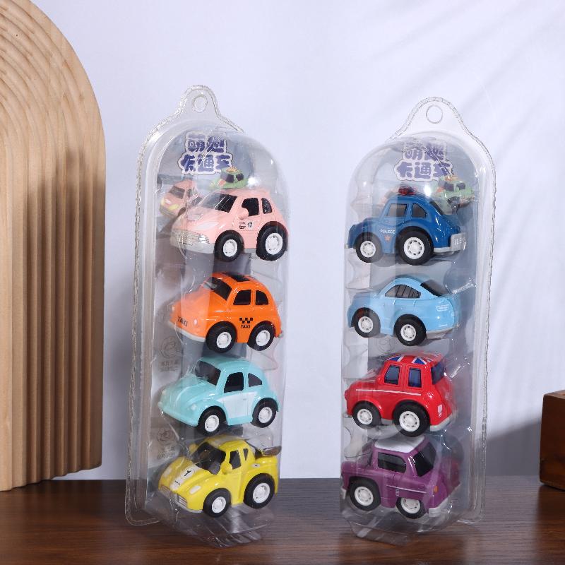 4Pcs Mini Car Model Toys Simulation Pull Back Car Toy Cartoon Sliding Inertia Vehicle Toys For Children Birthday Gifts