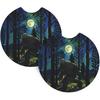 Sasquatch Bigfoot Trees Forest Car Coasters for Cup Holders Pack of 2 Neoprene Cup Mat Pad Vehicle Interior Accessories for Men Women