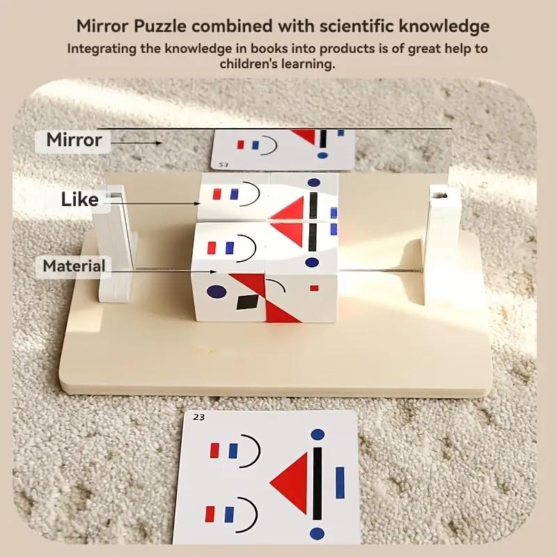 Montessori Creative Building Blocks for Kids, 3D Mirror Imaging Puzzle Space Logical Thinking Trainting Matching Intellectual Ga