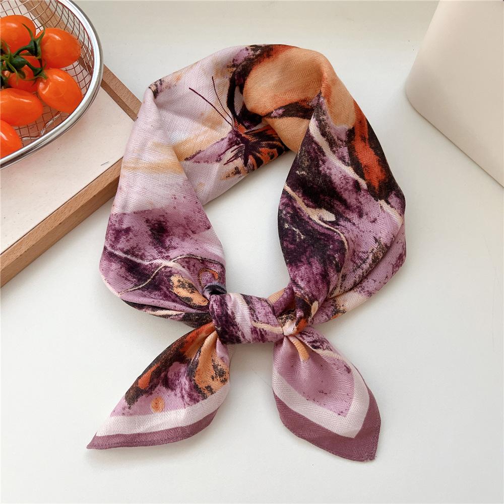 65 Fashion Style Cotton And Hemp Small Square Scarf For Women'S Professional Decoration Scarf Dual Use Shawl Outer Wear Spring And Autumn Scarf