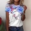 Женская летняя футболка с круглым вырезом, 3D, с коротким рукавом, в стиле ретро, с цветочным принтом