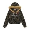 Womens Winter Camo Hoodie Fleece Lined Oversized Zip Up Streetwear