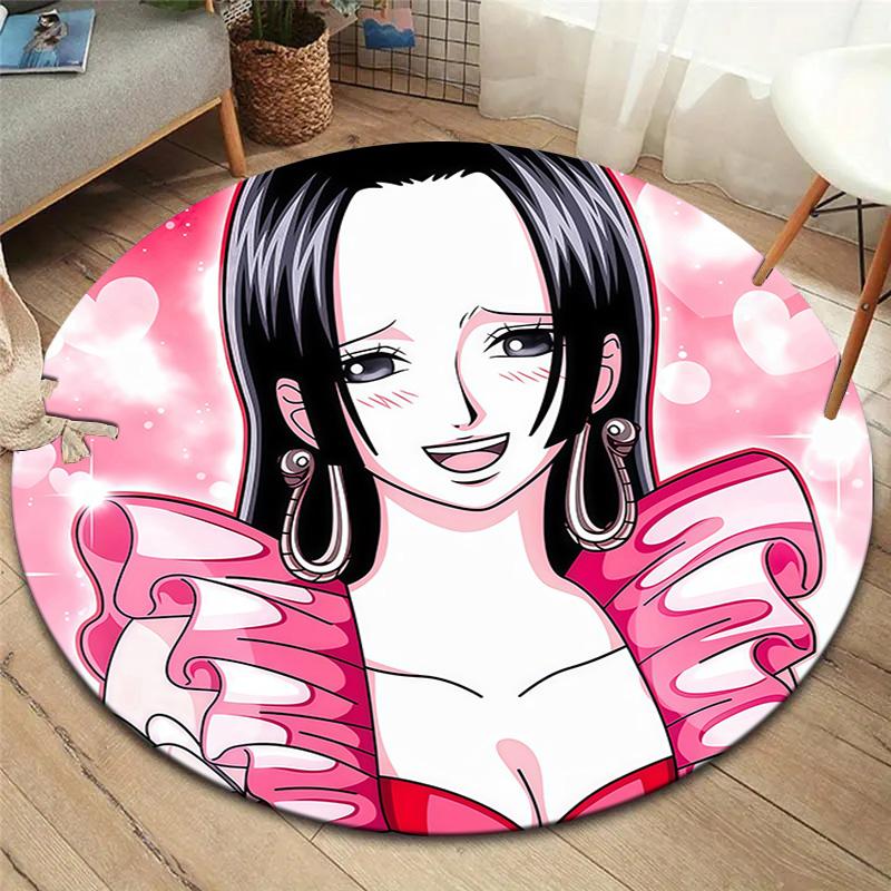 Anime One Piece Cartoon Round Area Rug Carpet Rug For Living Room Bedroom Sofa Playroom Decor Nonslip Floor Mat