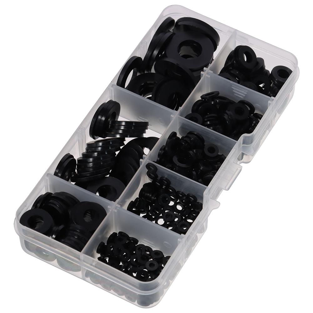 550Pcs Black Flat Washer Assortment Kit Sealing Washers for Screw Bolt Electrical Connection