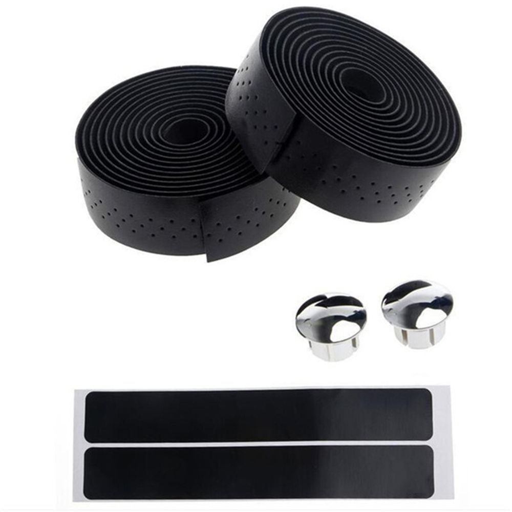 Anti-slip 1 Pair Road Bike Bar Plug Bike Protective Leather Wrap Handlebar Tape Bicycle Grips
