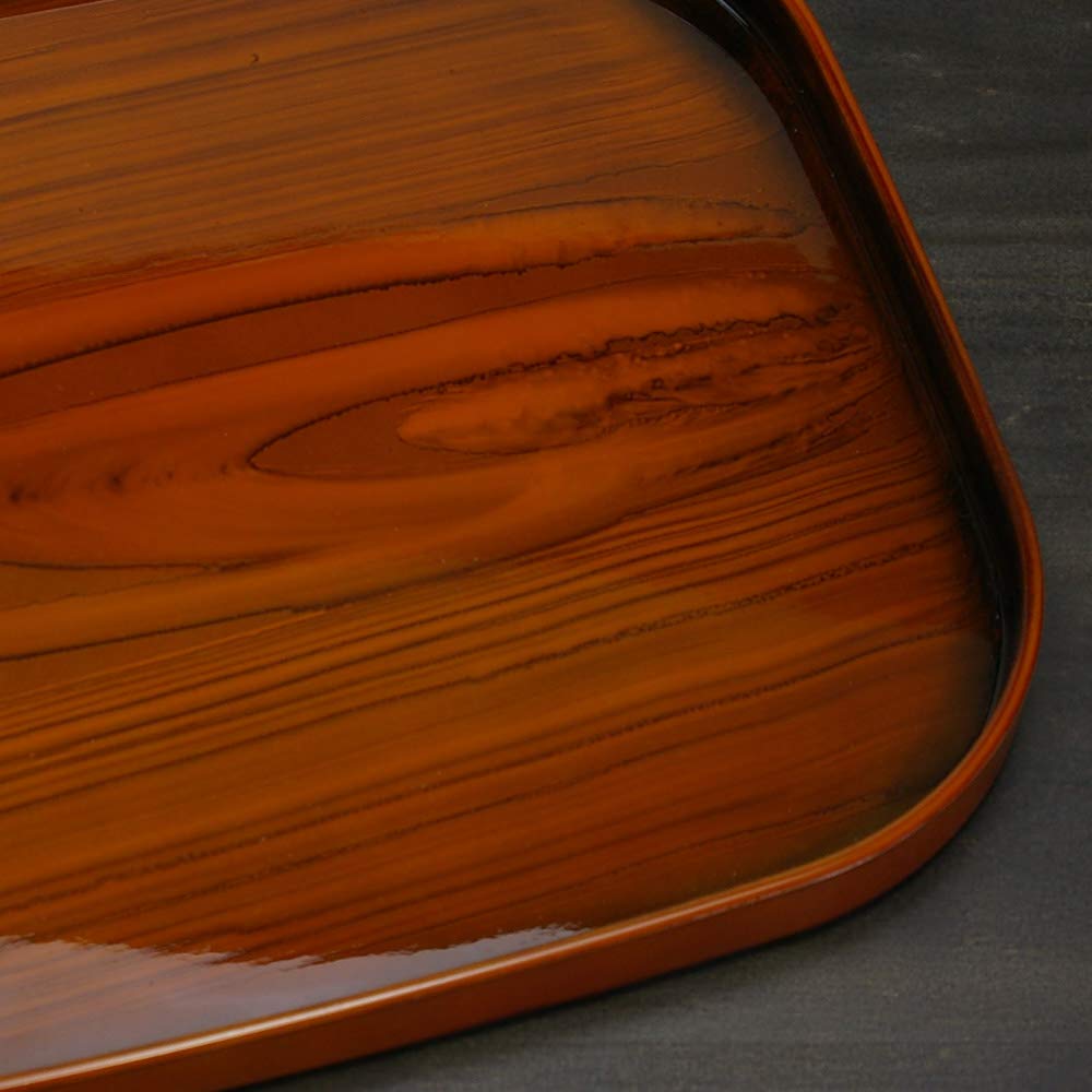 Поднос TATSU-CRAFT Pitatto с отделкой под дерево, 36 см, с нескользящей поверхностью, коричневый, под дерево тик, стильный нескользящий пластиковый поднос, доступен в большом размере