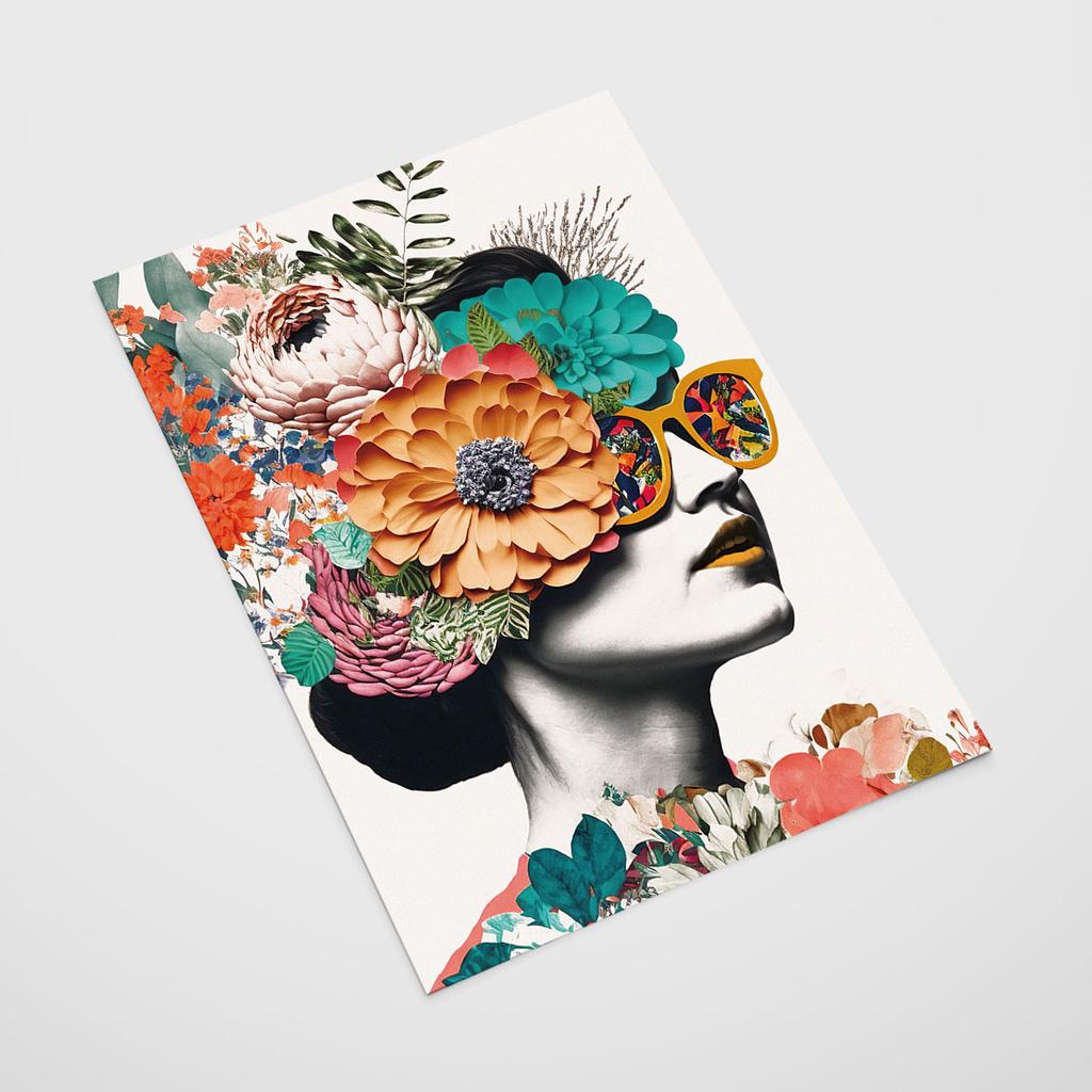 Plakat portret kobieta kolaż