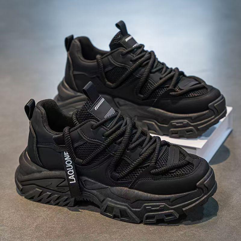 Мужская обувь 2025 года, лето, новая, сетчатая, универсальная, высококачественная, повседневная обувь, молодежная, спортивная, на платформе, папины туфли