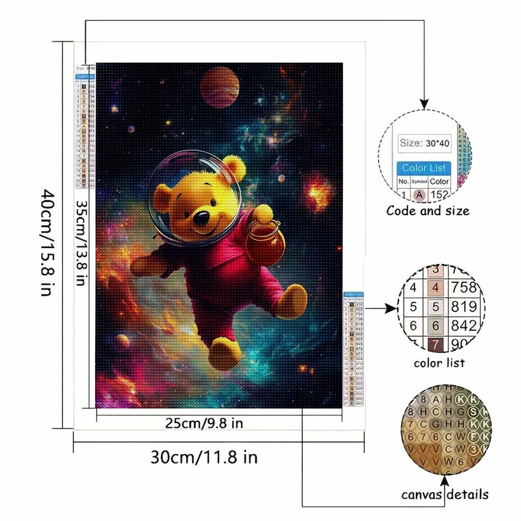 5D Diy Diamond Painting Astronaut Winnie In Space Full Drill Rhinestones Mosaic Embroidery Handmade Products Home Decor Gift