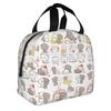 Cute Peach And Goma Insulated Lunch Bag Thermal Bag Lunch Container Cartoon Mochi Cat Large Tote Lunch Box School Travel
