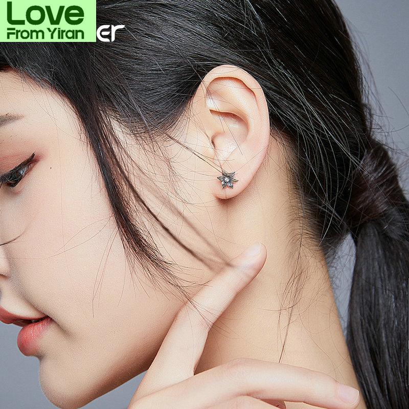 Bamoer 925 Sterling Silver Stud Earrings For Women Bees And Retro Flower Ear Pins Female Anti -Allergy Gifts For Girl Sce884