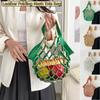 Foldable Leather Mesh Tote Bag Large Capacity Woven Handbag Sweet Grocery Bag Beach