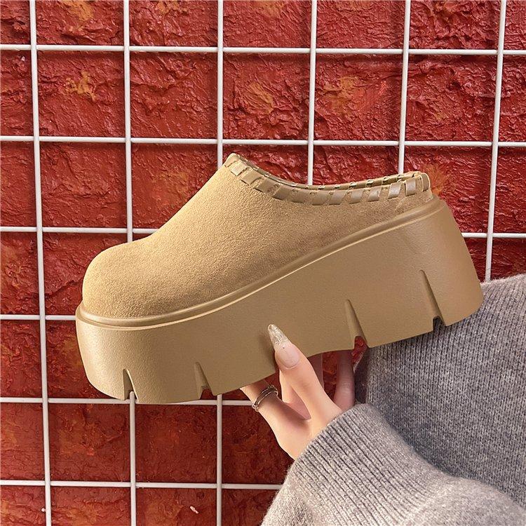 Boken сумка голова полушлепанцы женские верхняя одежда 20025 новый осень и зима толстая подошва увеличение высоты короткие Ле ленивые шлепанцы-мюли