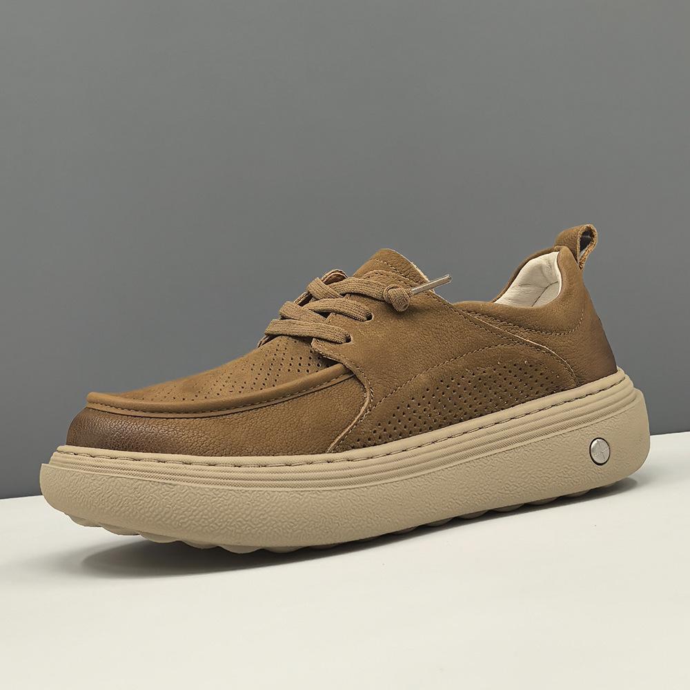 Raw sports board shoes trendy shoes leather niche summer hollow breathable casual shoes