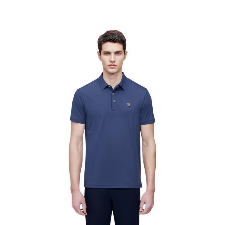 FILA Polo Shirts Men's Deep Midnight Blue Polo Collar Moderate Straight Fit A11M425144FDB
