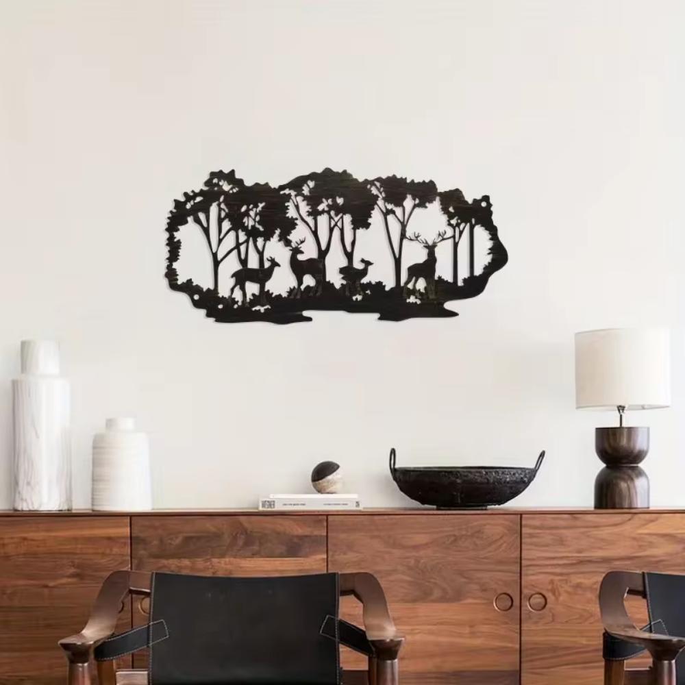 Stunning Iron Art Crafts!Metal Wall Decoration Art. Deer Forest.Home decoration.Indoor and Outdoor ornaments.Hanging Decorations