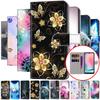For Samsung S25 S24 S23 S22 S21 S20 A16 A26 A36 A56 A15 A14 A53 A54 A05 A05s PU Leather Card Holder Flowers Animals Flip Wallet Kickstand Phone Case