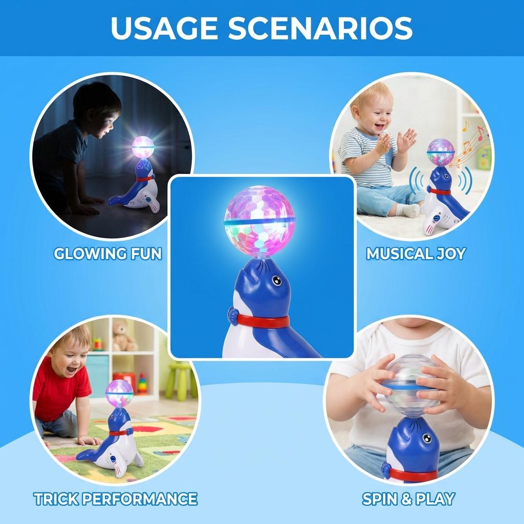 Electric Seal Toy for Kids with LED Lights Music and Acrobatic Performance