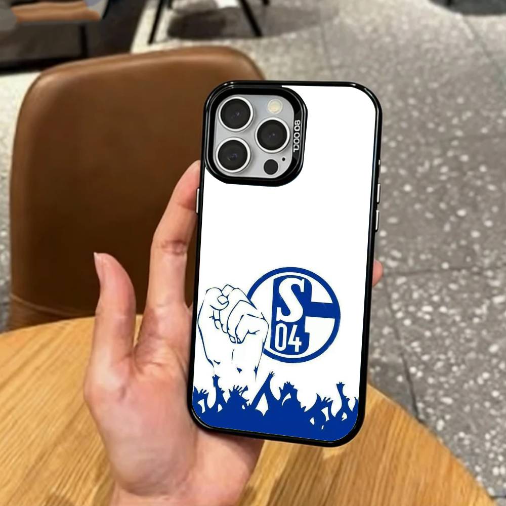 Классический S-Schalke-es 04 P-Узор Чехол для телефона для iPhone17,16,15,14,13,12,11 Plus,Pro Max Цветной Посеребренный Внутренний Чехол