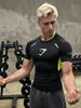 Мужская быстросохнущая облегающая футболка для бега GYMSHARK - Дышащая, отводящая пот, с коротким рукавом, спортивная одежда