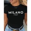 Футболка с принтом 'Milano' и круглым вырезом Повседневная футболка с коротким рукавом для весны и лета Женская одежда Графические футболки Топ в стиле Y2k
