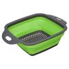 Складной дуршлаг, Силиконовый квадратный, Складной дуршлаг с ручкой, Компактный, для пасты, овощей и фруктов, Зеленый, Маленький