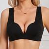 Sexy Deep V Gathered Side Bra Seamless Beautiful Back Hemispherical Cup No Wire Comfortable Underwear