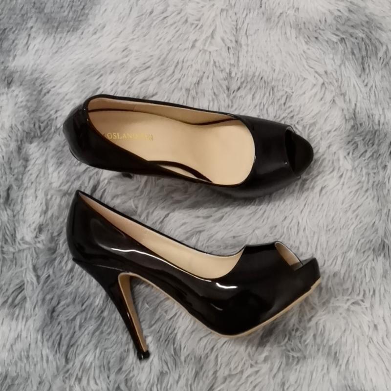 Women Platform High Heels Pumps Fashion Sexy Open Toe 12cm Patent Leather Stilettos Gladiator Party Wedding Jazz Dance Shoes