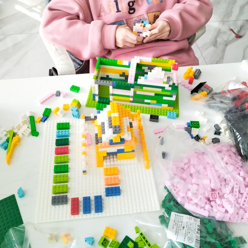 Building Blocks Hybrid Particles520g Bulk 17Colours DIY Toys for Children Free Base Plate Jigsaw Puzzle