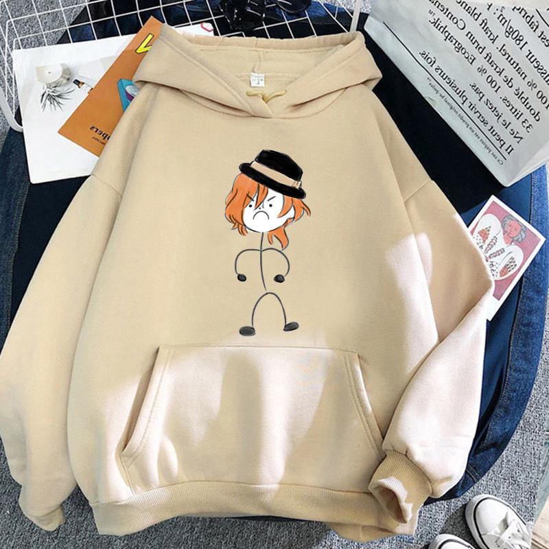 Bungo Stray Dogs Аниме с капюшоном Nakahara Chuuya Printed Мужские и женские толстовки с капюшоном свободного покроя Harajuku Unisex Streetwear