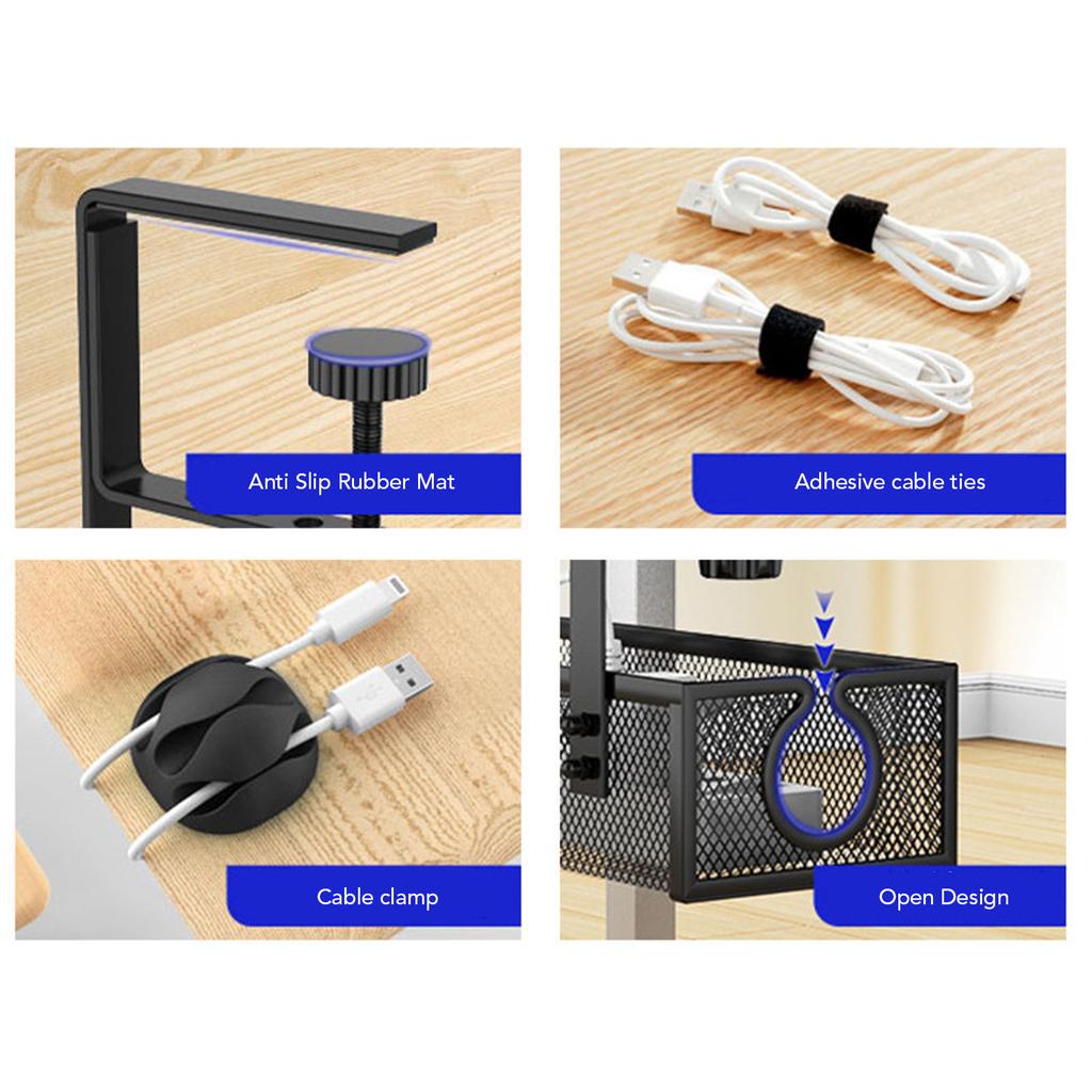 Подстольный лоток для прокладки кабелей, без сверления, стальной, лоток для прокладки кабелей и проводов, органайзер для кабелей, стойка для прокладки кабелей с зажимом для офиса, дома