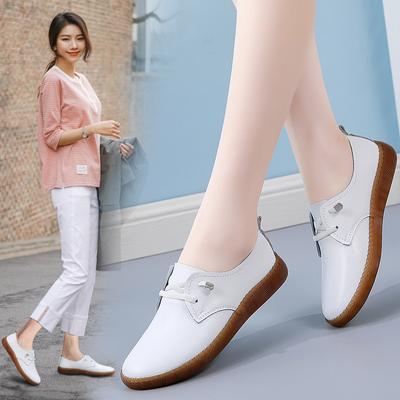 Doudou Shoes, женские весенне-осенние белые туфли на мягкой подошве, нескользящая обувь на один шаг, повседневная маленькая кожаная обувь