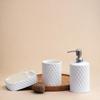 Ceramic Bathroom Accessories Set of 3 | Modern Luxury Bath Set with 300ml Soap Dispenser, Toothbrush Holder & Soap Dish | Bathroom Decor Items