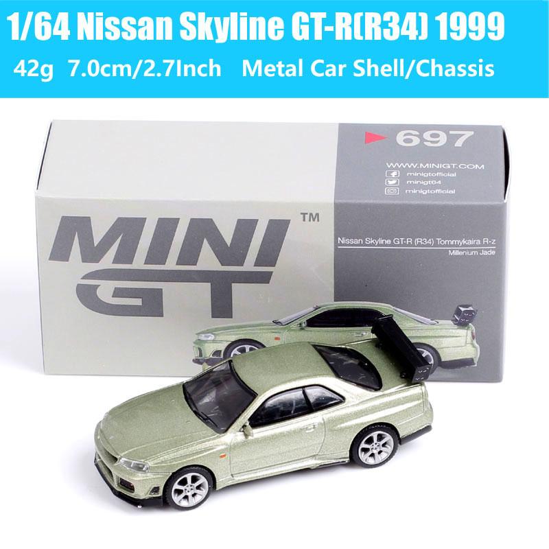 MiniGT Масштаб 1/64 Nissan Skyline GTR Racing Z Honda Civic Cadillac V 911 GT3 McLaren Datsun 510 Пикап Модель автомобиля Игрушка