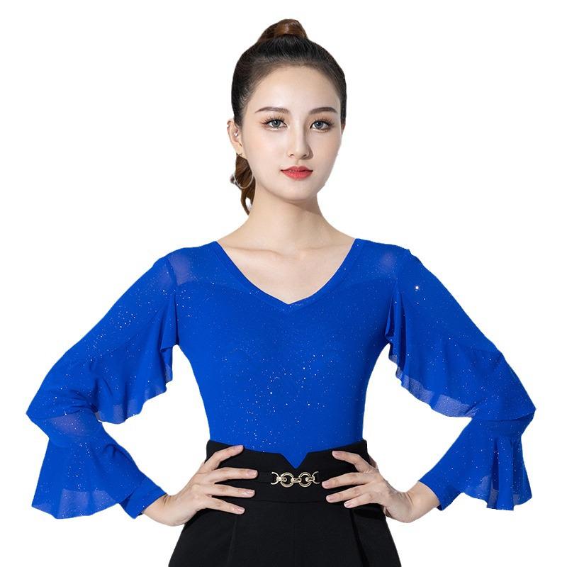 Женский комбинезон для латиноамериканских танцев с длинными рукавами - современный, национальный стандарт, одежда для выступлений на осень/зиму